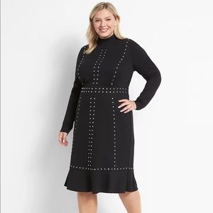LANE BRYANT Black Knit Studded Dress